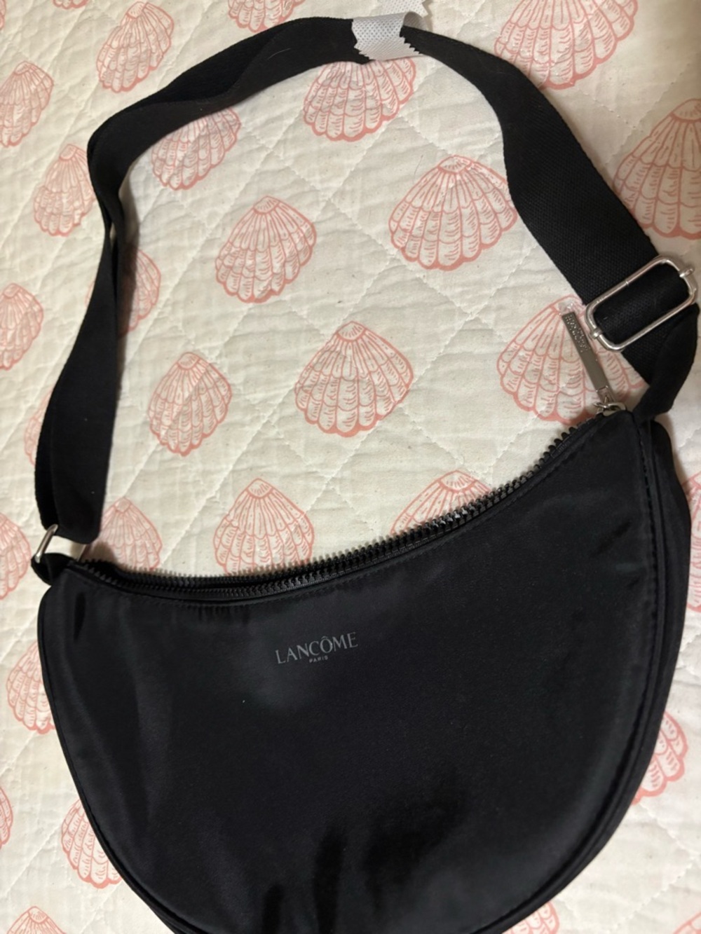 Lancome Black Crescent Crossbody Pouch with Adjustable Strap
